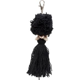 Porte-clés Pompon Noir Élégant