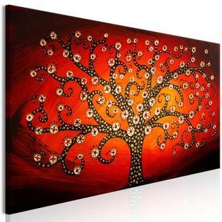 Tableau Fiery Tree Narrow 120 X 40 Cm Rouge