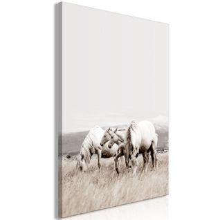 Tableau White Horses Vertical 40 X 60 Cm Blanc