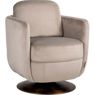 Fauteuil En Velours Taupe Confortable Et Pivotant