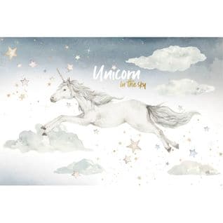 Licorne Céleste Et Étoiles: Déco Murale Enchantée 75 X 50 Cm Blanc