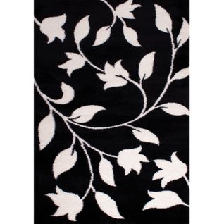 Tapis Tissé Intérieur Oslo Feuille 120 X 160 Cm Noir