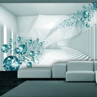 Papier Peint Diamond Corridor (turquoise) 400 X 280 Cm Blanc