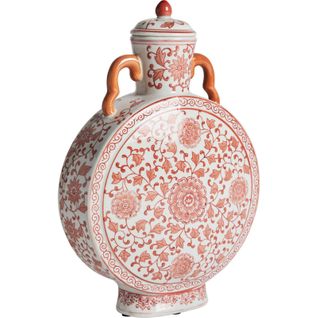 Vase Oriental Rouge En Céramique Élégant