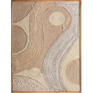 Toile Contemporaine Marron En Bois Et Fibres Naturelles