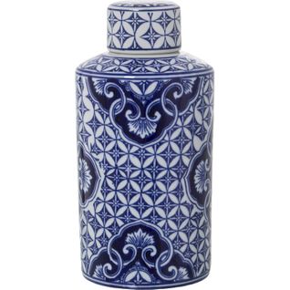 Vase Céramique Bleu Blanc Élégant Et Raffiné