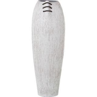 Vase Blanc Élégant Avec Touche De Corde Marron