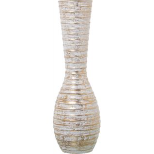 Vase Élégant Céramique Rayures Dorées Design Unique