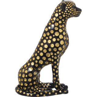 Sculpture Léopard Noir Orné D'or Pour Une Élégance Intérieure