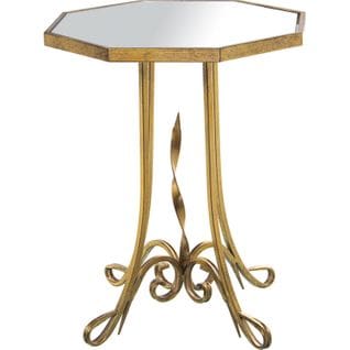 Table D'appoint Élégante Miroir Et Métal Doré