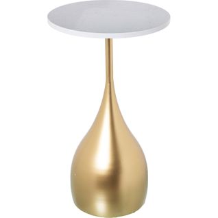 Table D'appoint Élégance Marbre Blanc Et Métal Doré