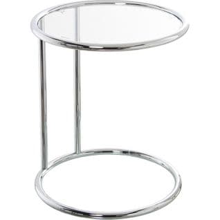 Table D'appoint Épurée En Verre Et Métal Chromé