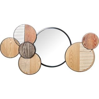 Miroir Design Circulaire Mix Matières Bois Métal