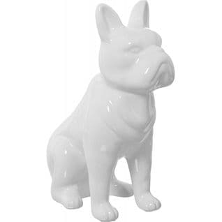 Statue Chien Céramique Blanc Élégance Intérieure