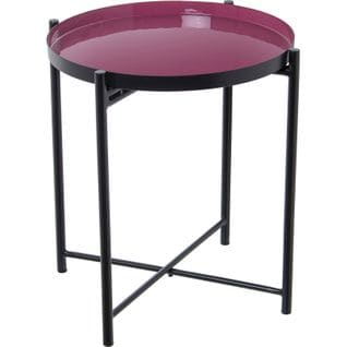 Table D'appoint Rose Et Noire Design Métal Élégant