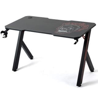 Bureau Informatique Gamer Ams-desk120r-skred - 1m20 - Design "tête De Mort" Rouge Etblanc