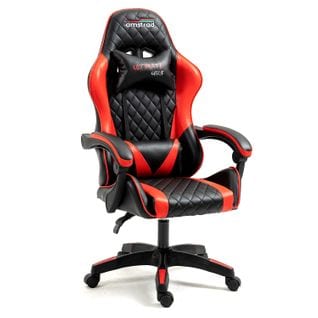 Fauteuil Gamer Ultimate-red Coloris Rouge et Noire - Coussin Lombaire et Appuie Tête