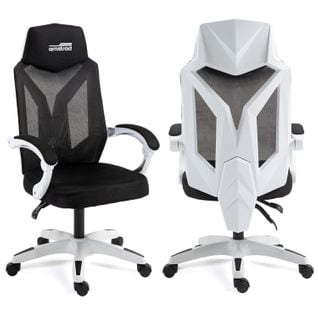 Fauteuil Gamer Ou Bureau Ams-210-white  Tissu Type Mesh - Coloris Blanc et Noir