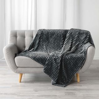 Plaid Flanelle 180x220cm Galie Anthracite