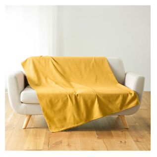 Plaid Jete De Lit Fauteuil 180 X 220 Cm Lucilia Jaune