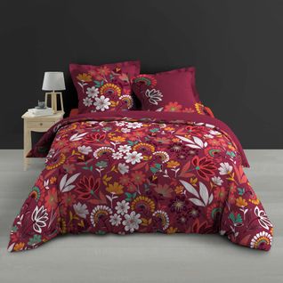 Housse Couette + Taies Percale 220 X 240 Cm Farandole De Fleurs