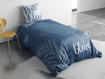 Housse De Couette + 1 Taie 140 X 200 Cm Nuit Bleue