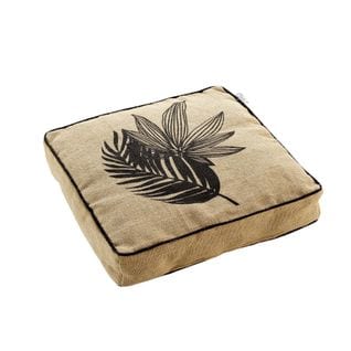 Coussin De Sol 45 X 45 Cm Duo De Feuilles Noir