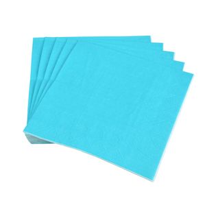 Lot De 20 Serviettes En Papier 33 X 33 Cm Tendance Uni Turquoise