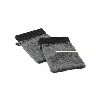 Lot De 2 Gants De Toilette 15 X 21 Cm Majestic Anthracite