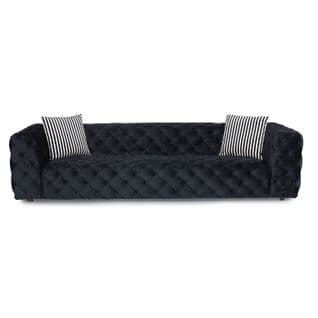 Canapé Chesterfield 4 Places Sarno Velours Noir