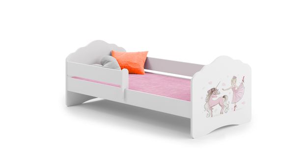 Lit Enfant Fiona - Princesse Et Licorne Roses - 140 Cm X 70 Cm