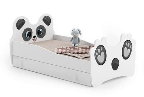 Lit Enfant Mouna Avec Tiroir Et Cadre Inclus - Panda - 140 Cm X 70 Cm