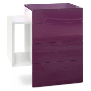Table De Chevet Blanc Mat Et Mûre Laqué (lxhxp) : 60 X 63 X 36 + LED