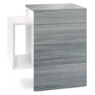 Table De Chevet Blanc Mat Et Avola Anthracite (lxhxp) : 60 X 63 X 36 + LED
