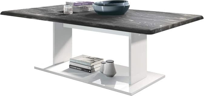 Table De Salon Table Basse   En Blanc Avec Plateau De Dessus En Marbre Graphite 40 X 120 X 70