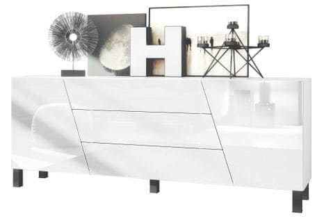 Buffet Blanc Mat Façades Laquées (lxhxp) : 178 X 69,5 X 38,5