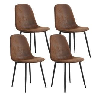 Ensemble de 4 chaises de salle à manger, siège scandinave vintage en daim artificiel