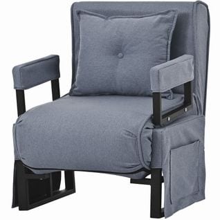 Fauteuil-lit 3 en 1, fauteuil rembourré inclinable, convertible, avec coussin, gris