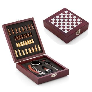 Ensemble d'Accessoires à Vin Et Échiquier En Coffret (37 Pièces)