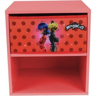 Fun House Miraculous Ladybug Chevet Avec Tiroir - H.36 X L.33 X P. 30 Cm