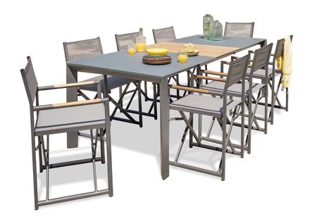 Ensemble Repas De Jardin 8 Places En Aluminium Gris Anthracite - Honfleur