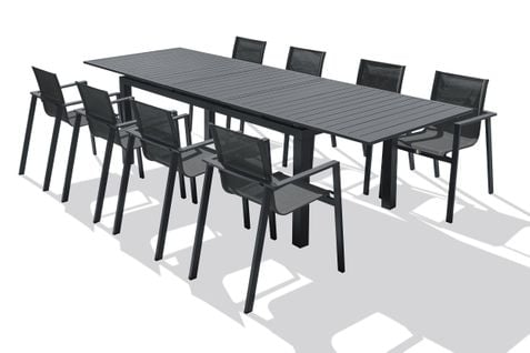 Ensemble Repas De Jardin 8 Places En Aluminium Gris Anthracite - Miami