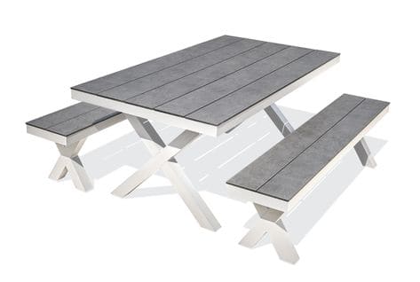 Table De Jardin En Aluminium Et Plateau Hpl Effet Pierre - Annecy