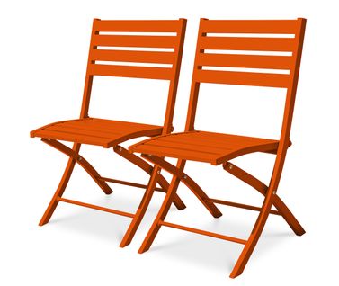 Lot De 2 Chaises De Jardin En Aluminium Orange - Marius