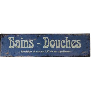 Plaque Publicitaire Bains-douches Bleue Antique