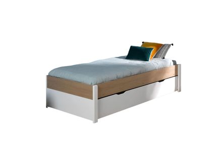 Lit Gigogne Prado 90x200 Blanc et Bois