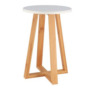 Tabouret Avec Pieds En Bambou et Plateau Blanc - Bambou