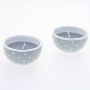 Lot De 2 Bougies Avec Imprimés Motif Cercles - Gris