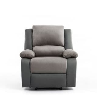 Relaxxo - Fauteuil Relaxation 1 Place Microfibre Et Simili Leo - Gris