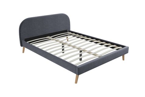 Cadre De Lit Moby Avec Sommier à Lattes En Tissu - Gris Foncé, Largeur - 160 Cm